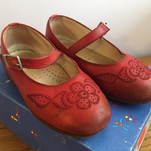 Vintage Red Covelli Linea Bimbi Baby Shoes Sz 7